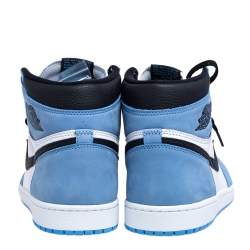 Nike Blue/White Leather Air Jordan 1 Retro University High Top Sneakers Size 45.5