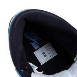Nike Blue/White Leather Air Jordan 1 Retro University High Top Sneakers Size 45.5