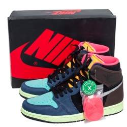 Nike Multicolor Leather And Suede Air Jordan 1 Retro High Top Sneakers Size 43