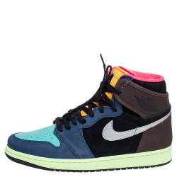 Nike Multicolor Leather And Suede Air Jordan 1 Retro High Top Sneakers Size 43