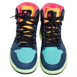 Nike Multicolor Leather And Suede Air Jordan 1 Retro High Top Sneakers Size 43