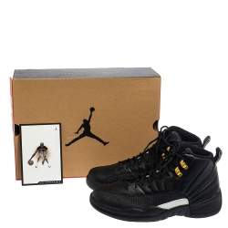 Pre Owned  Air Jordan Black Leather The Master Jordan 12 Retro Sneakers Size 42.5