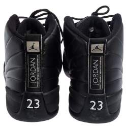 Pre Owned  Air Jordan Black Leather The Master Jordan 12 Retro Sneakers Size 42.5