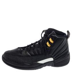 Pre Owned  Air Jordan Black Leather The Master Jordan 12 Retro Sneakers Size 42.5