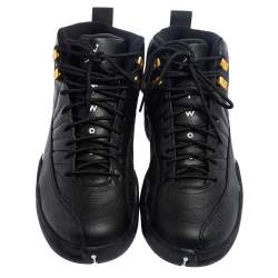 Pre Owned  Air Jordan Black Leather The Master Jordan 12 Retro Sneakers Size 42.5