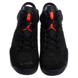 Pre Owned Air Jordan Black/Infrared Nubuck Leather Jordan 6 Retro Sneakers Size 42