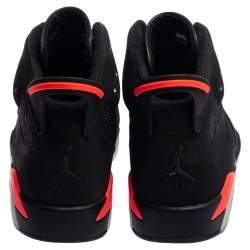 Pre Owned Air Jordan Black/Infrared Nubuck Leather Jordan 6 Retro Sneakers Size 42