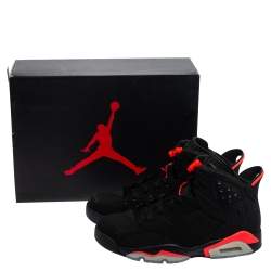 Pre Owned Air Jordan Black/Infrared Nubuck Leather Jordan 6 Retro Sneakers Size 42