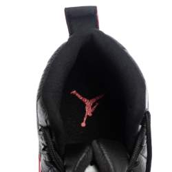 Pre Owned Air Jordan Black/Varsity Red Leather Flu Game Jordan 12 Retro Sneakers Size 42.5