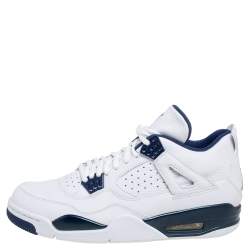 Pre Owned Air Jordan White/Legend Blue Leather Columbia Jordan 4 Retro Sneakers Size 42