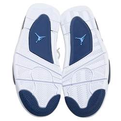 Pre Owned Air Jordan White/Legend Blue Leather Columbia Jordan 4 Retro Sneakers Size 42