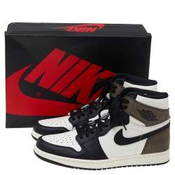 Air Jordan x Nike Tricolor Leather Air Jordan 1 Retro High OG Dark Mocha High Top Sneakers Size 44.5