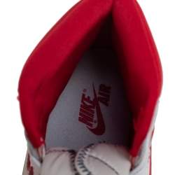 Pre Owned Air Jordan Red /White Leather Jordan 1 Retro High Sneakers Size 42.5