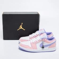 Pre Owned Air Jordans Multicolor Leather Jordan 1 Low Sneakers Size 44