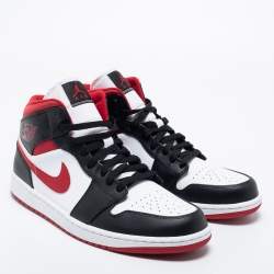Air Jordan Black/Red Leather Air Jordan 1 Mid Sneakers Size 46 