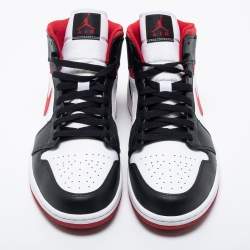 Air Jordan Black/Red Leather Air Jordan 1 Mid Sneakers Size 46 