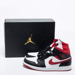 Air Jordan Black/Red Leather Air Jordan 1 Mid Sneakers Size 46 