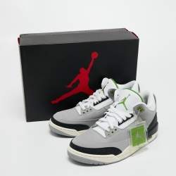 Air Jordan Grey/White Nubuck and Leather Jordan 3 Retro Cool (2021) Sneakers Size 42