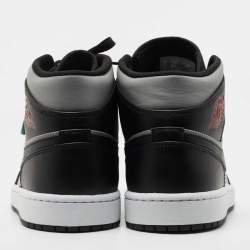 Pre Owned Air Jordan 1 Black/Grey Leather Mid Shadow Sneakers Size 43