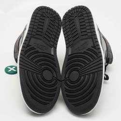 Pre Owned Air Jordan 1 Black/Grey Leather Mid Shadow Sneakers Size 43