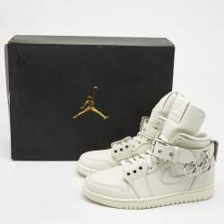 Pre Owned Air Jordan's Cream Leather Jordan 1 Hi Strap SP-C High Top Sneakers Size 40.5