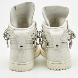 Pre Owned Air Jordan's Cream Leather Jordan 1 Hi Strap SP-C High Top Sneakers Size 40.5