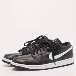 Air Jordans Black Leather Air Jordan 1 Low Top Sneakers Size 43