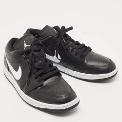 Air Jordans Black Leather Air Jordan 1 Low Top Sneakers Size 43