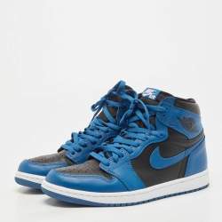 Pre Owned Air Jordan Blue/Black Leather Jordan 1 Retro High OG Sneakers Size 42.5