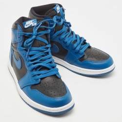 Pre Owned Air Jordan Blue/Black Leather Jordan 1 Retro High OG Sneakers Size 42.5