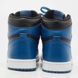 Pre Owned Air Jordan Blue/Black Leather Jordan 1 Retro High OG Sneakers Size 42.5