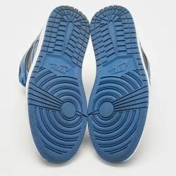 Pre Owned Air Jordan Blue/Black Leather Jordan 1 Retro High OG Sneakers Size 42.5