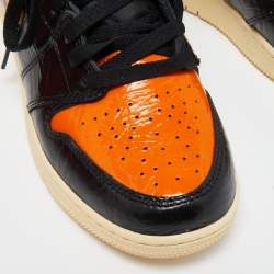 Pre Owned Air jordan Orange/Black Leather 1Retro High Shattered Sneakers Size 40