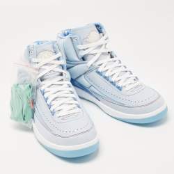 Air jordan Blue/White Nylon and PVC Jordan Retro J Balvin  High Top Sneakers Size 44.5