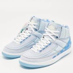 Air jordan Blue/White Nylon and PVC Jordan Retro J Balvin  High Top Sneakers Size 44.5