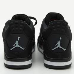 Air Jordans Black Canvas and Suede Jordan 4 Retro Sneakers Size 50.5