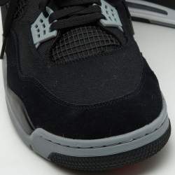 Air Jordans Black Canvas and Suede Jordan 4 Retro Sneakers Size 50.5