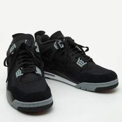 Air Jordans Black Canvas and Suede Jordan 4 Retro Sneakers Size 50.5