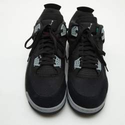 Air Jordans Black Canvas and Suede Jordan 4 Retro Sneakers Size 50.5