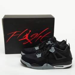 Air Jordans Black Canvas and Suede Jordan 4 Retro Sneakers Size 50.5