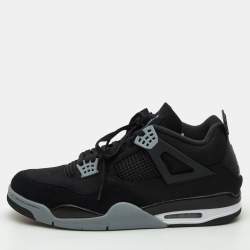 Air Jordans Black Canvas and Suede Jordan 4 Retro Sneakers Size 50.5
