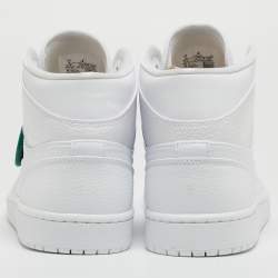 Pre Owned Air Jordans White Leather Air Jordan 1 Mid High Top Sneakers Size 42.5 