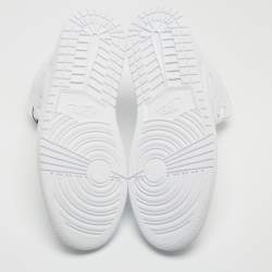 Pre Owned Air Jordans White Leather Air Jordan 1 Mid High Top Sneakers Size 42.5 