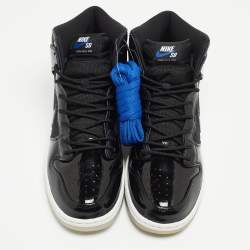 Pre Owned Nike Black Mesh and Patent Leather Dunk High Pro Sneakers Size 44