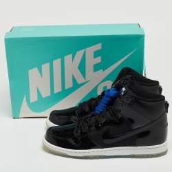 Pre Owned Nike Black Mesh and Patent Leather Dunk High Pro Sneakers Size 44