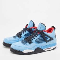 Pre Owned Air Jordans Blue/Black Nubuck Jordan 4 Retro Cactus Jack Sneakers Size 47