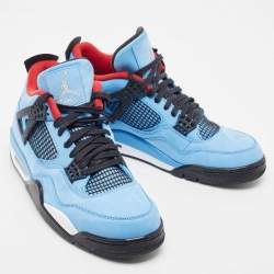 Pre Owned Air Jordans Blue/Black Nubuck Jordan 4 Retro Cactus Jack Sneakers Size 47