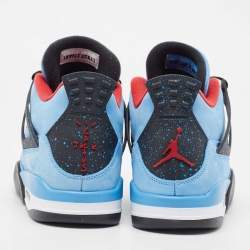 Pre Owned Air Jordans Blue/Black Nubuck Jordan 4 Retro Cactus Jack Sneakers Size 47