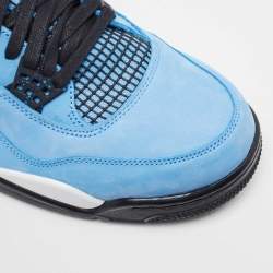 Pre Owned Air Jordans Blue/Black Nubuck Jordan 4 Retro Cactus Jack Sneakers Size 47