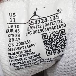 Pre Owned Air Jordans White/Grey Leather Jordan 1Mid Neutral Grey Sneakers Size 45